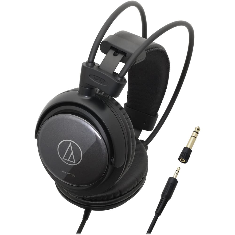 Front. Audio-Technica - SonicPro ATH-AVC400 Wired Over-the-Ear Headphones - Black.