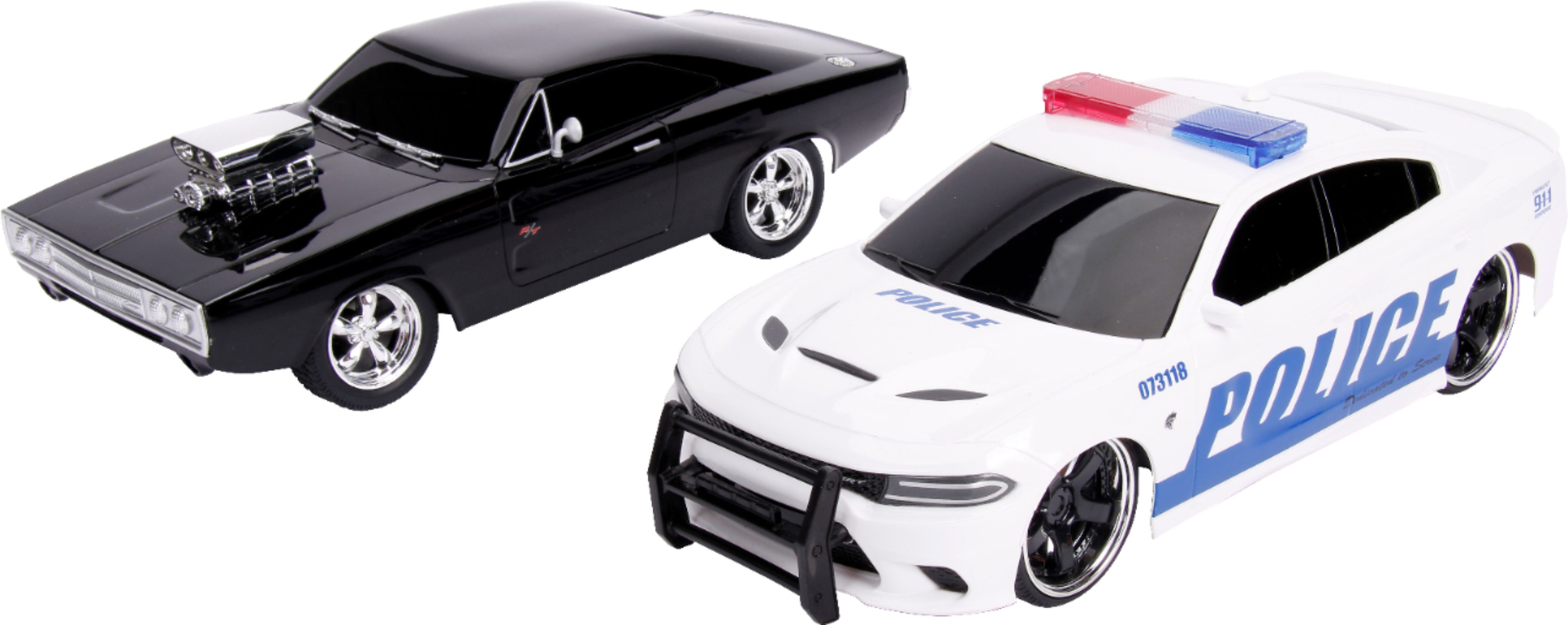 Fast And Furious Chase Twin Pack Dom S 1970 Dodge Charger Vs 2015 Dodge Charger Police Black Blue White Red 30725 Best Buy