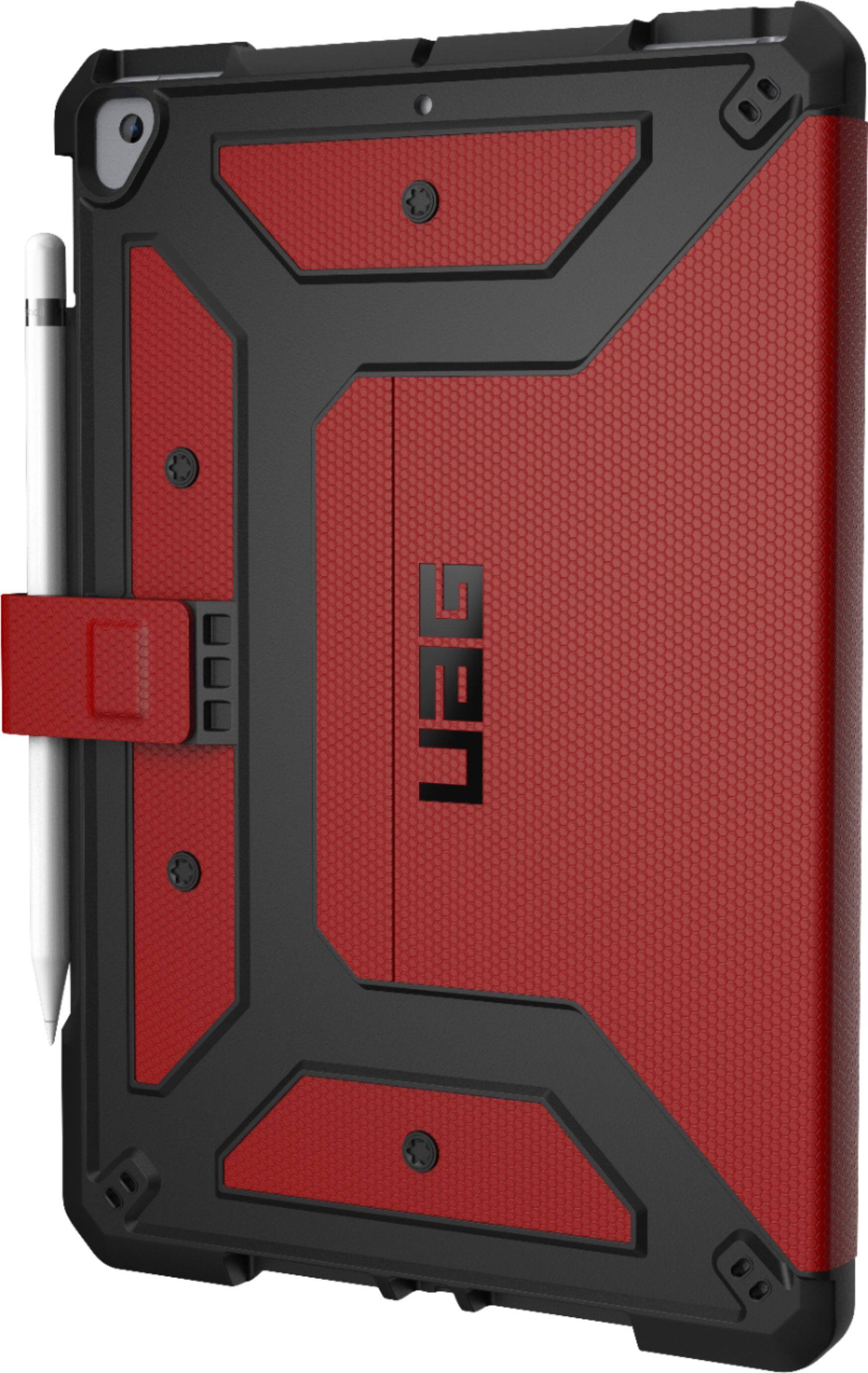 Left. UAG - Metropolis Folio Case for Apple® iPad® 10.2" (7th Generation 2019) - Magma.