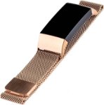 Angle. WITHit - Stainless Steel Mesh Band for Fitbit Charge 3 and Charge 4 - Rose Gold.