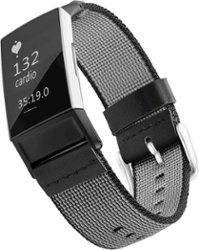 WITHit - Nylon Band for Fitbit™ Charge 3 and Charge 4 - Black Nylon - Angle_Zoom