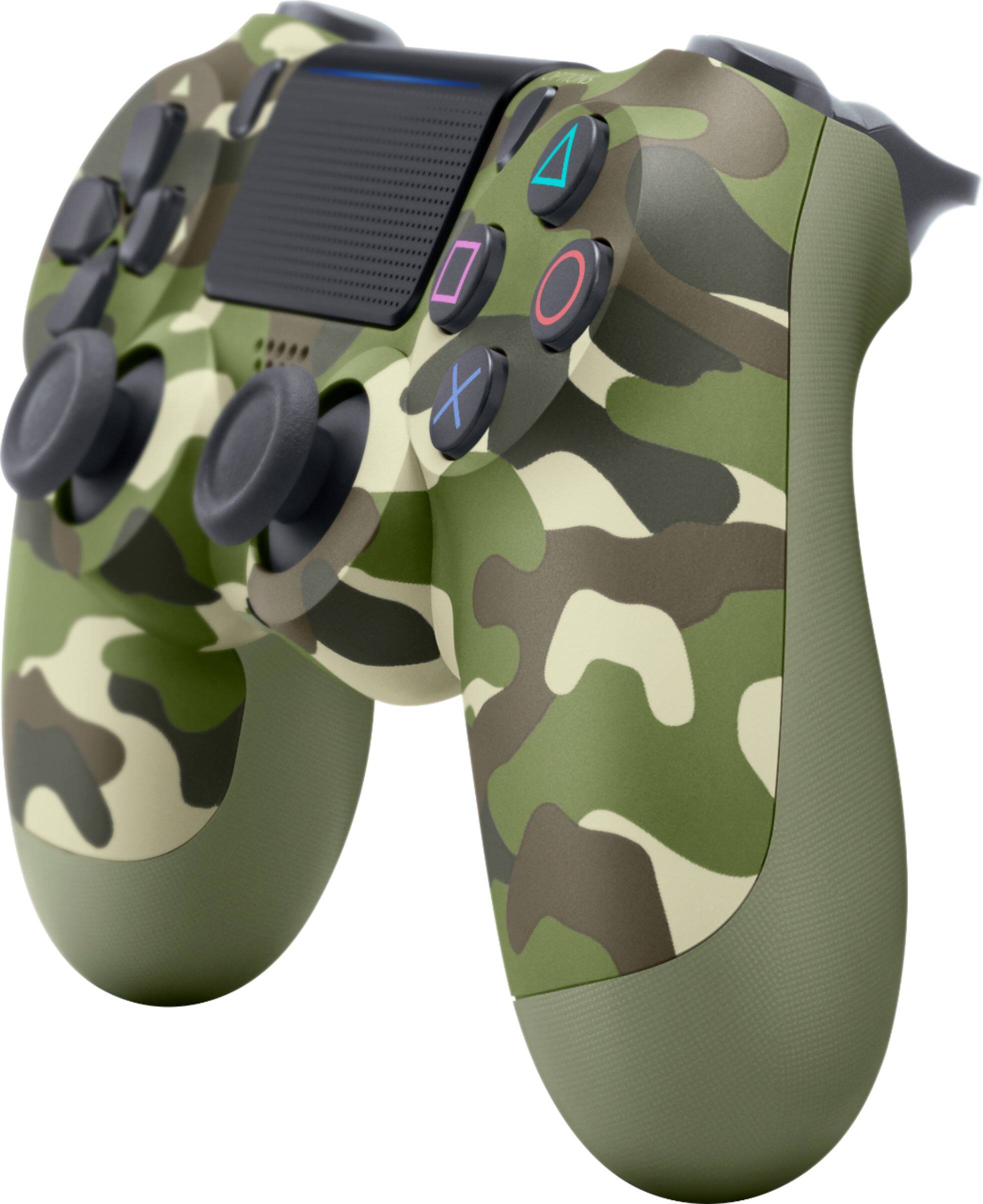 Angle. Sony - Geek Squad Certified Refurbished DualShock 4 Wireless Controller for PlayStation 4 - Green Camouflage.