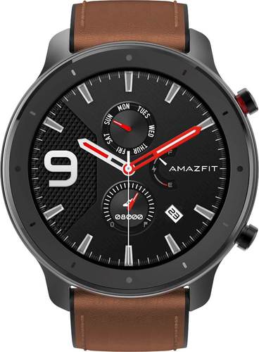 Amazfit - GTR Smartwatch 47mm - Aluminum Alloy With Brown Leather Strap