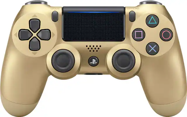 Front. Sony - Geek Squad Certified Refurbished DualShock 4 Wireless Controller for PlayStation 4 - Gold.