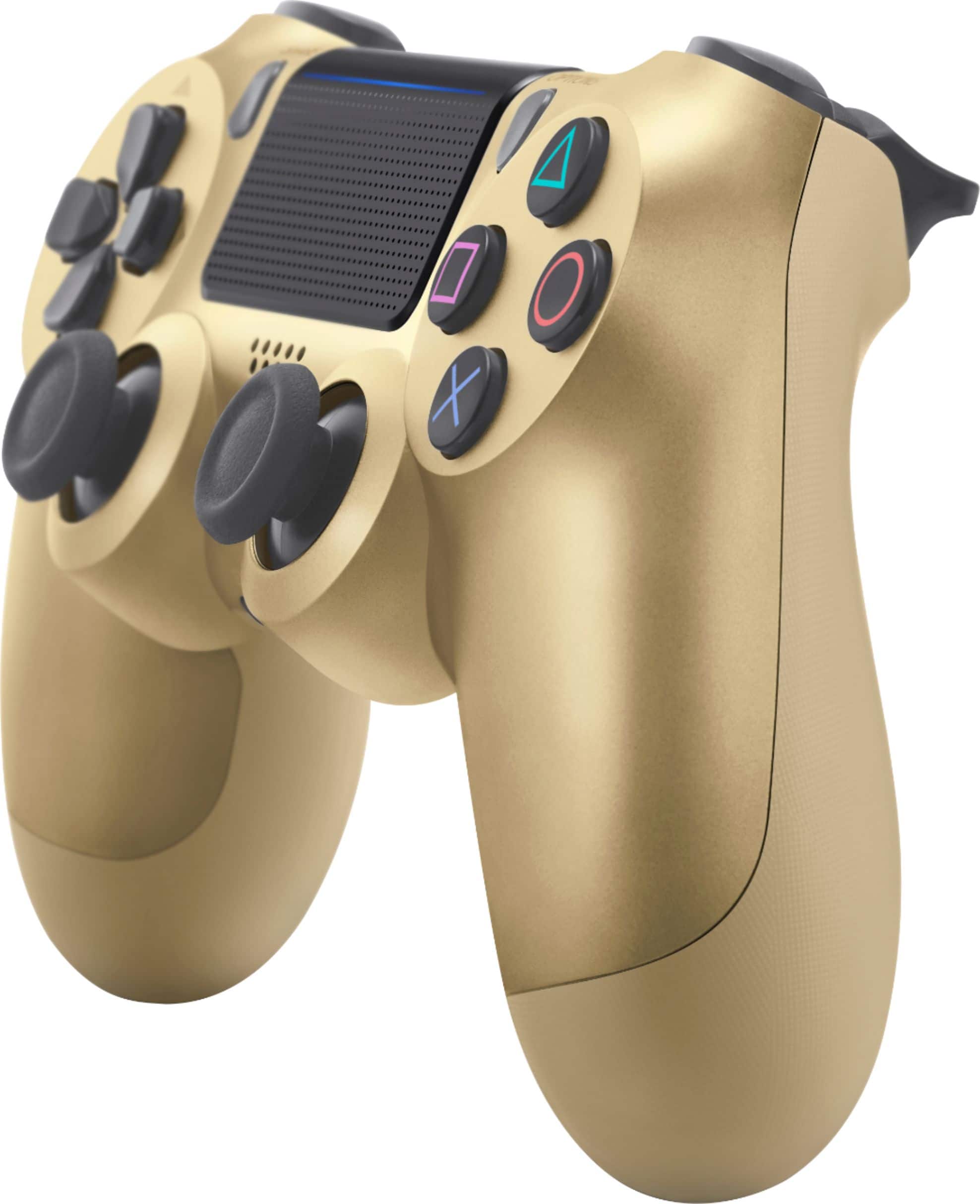 Left. Sony - Geek Squad Certified Refurbished DualShock 4 Wireless Controller for PlayStation 4 - Gold.