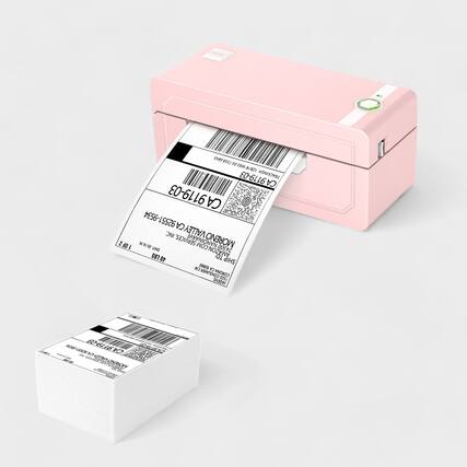 Front. JADENS - 268BT High-Speed Thermal Label Printer – Bluetooth & USB, Ink-Free & BPA-Free, Includes 500 4x6 Shipping Labels - Pink.