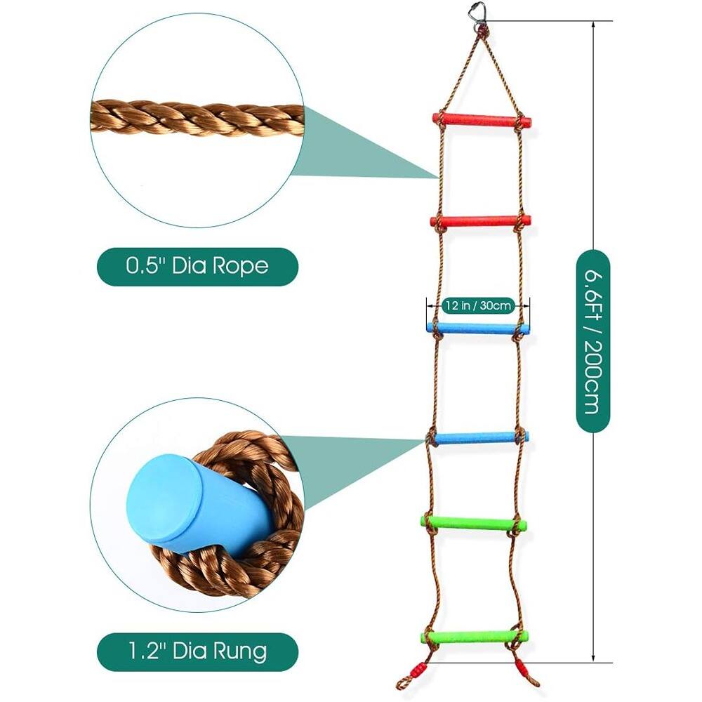 0.5" Dia Rope  
12 in / 30cm  
6.6Ft / 200cm  
1.2" Dia Rung