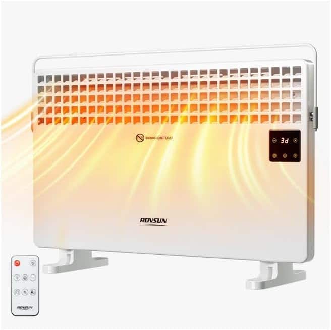 Winado - 1500W Panel Heater with Remote Control, Radiant Electric Space Heater 12H Timer, LCD Touch Screen - White