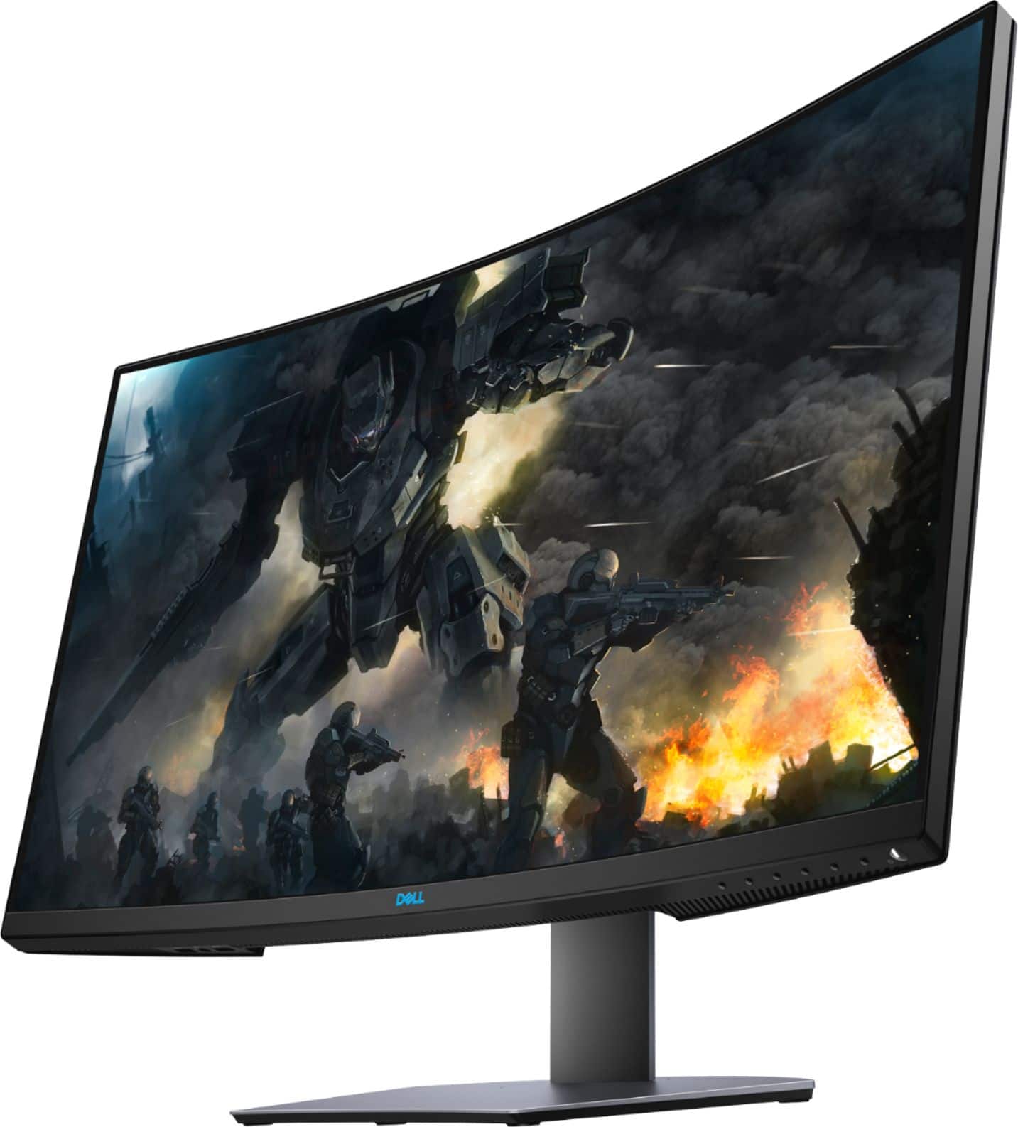 Left. Dell - Geek Squad Certified Refurbished 32" LED Curved QHD FreeSync Monitor with HDR.