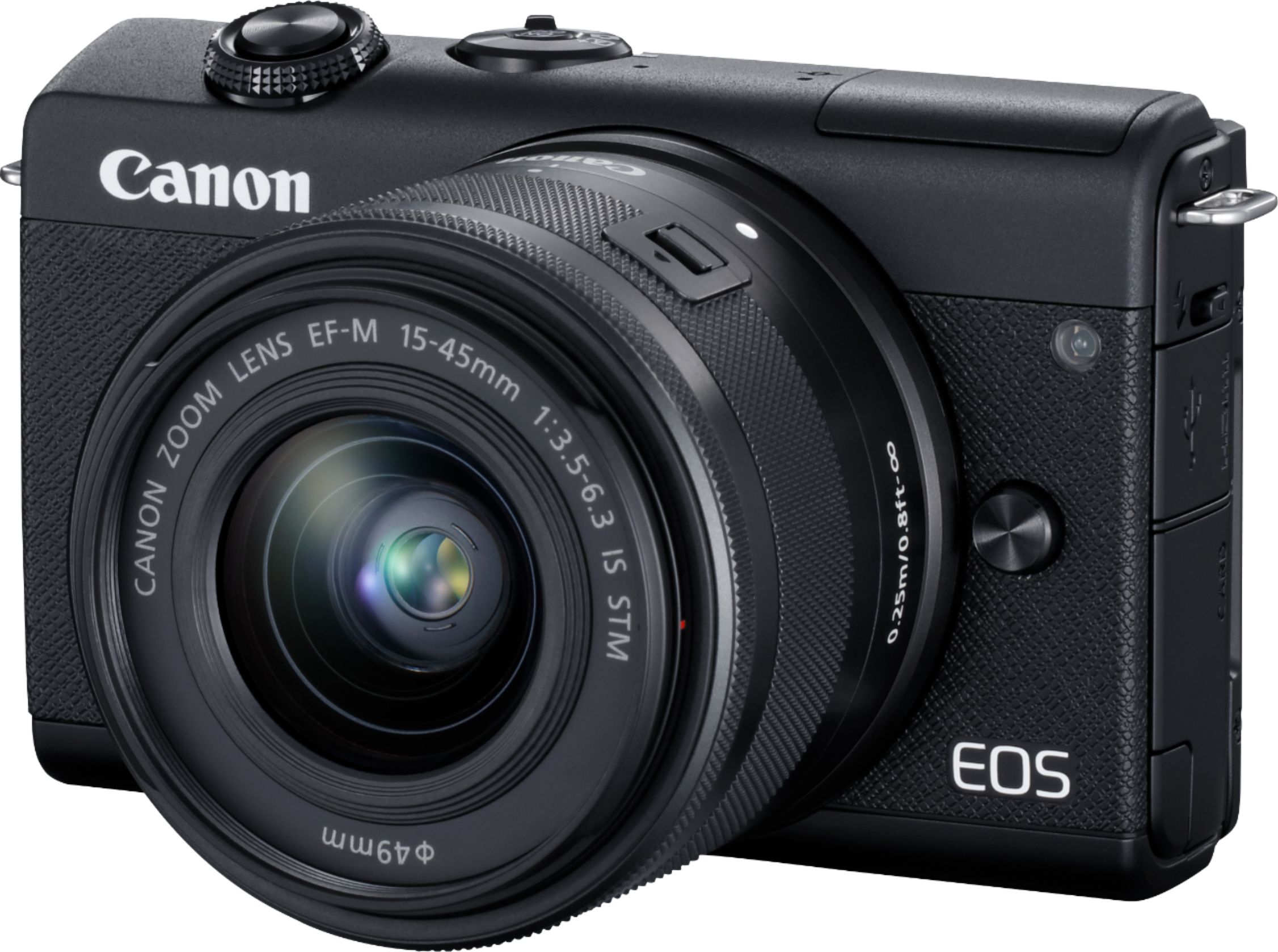 Left View: Canon - EOS M200 Mirrorless Camera with EF-M 15-45mm Lens - Black