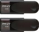 PNY - Attaché 32GB USB 2.0 Flash Drives (2-Pack) - Black - Larger Front