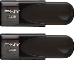 PNY - Attaché 32GB USB 2.0 Flash Drives (2-Pack) - Black - Front_Zoom
