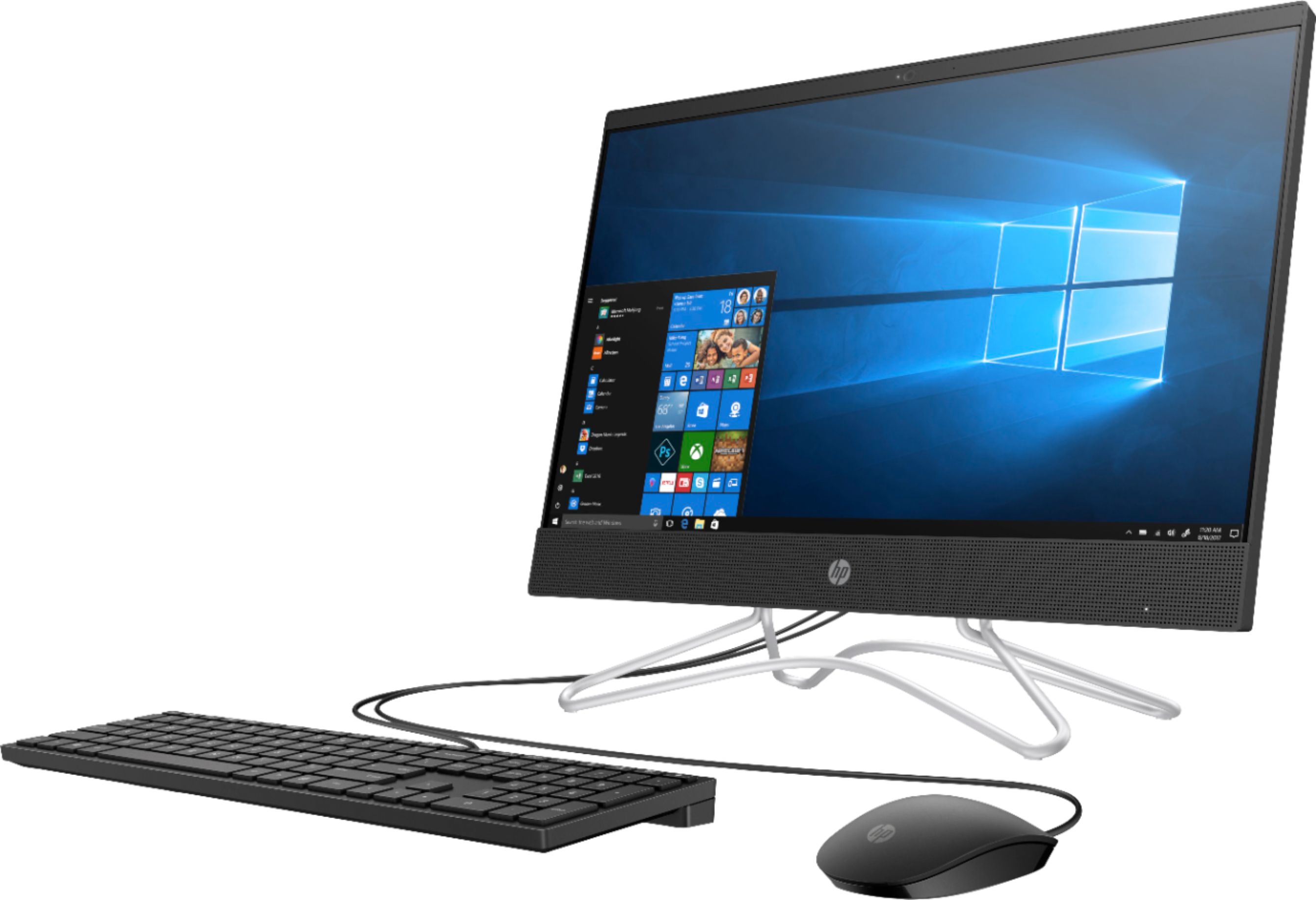 Left View: HP - 24" Touch-Screen All-In-One - Intel Core i3 - 8GB Memory - 256GB SSD - Jet Black