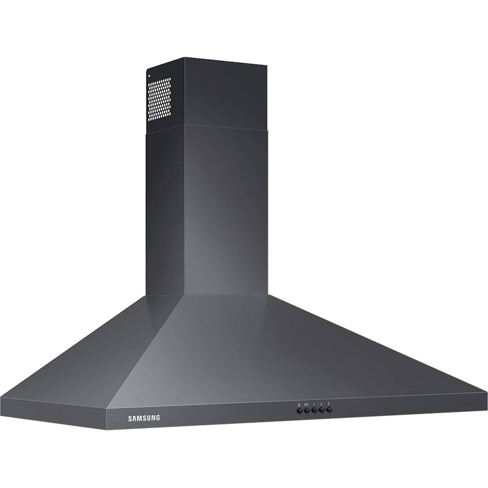 Angle View: Samsung - 36" Convertible Range Hood - Black stainless steel