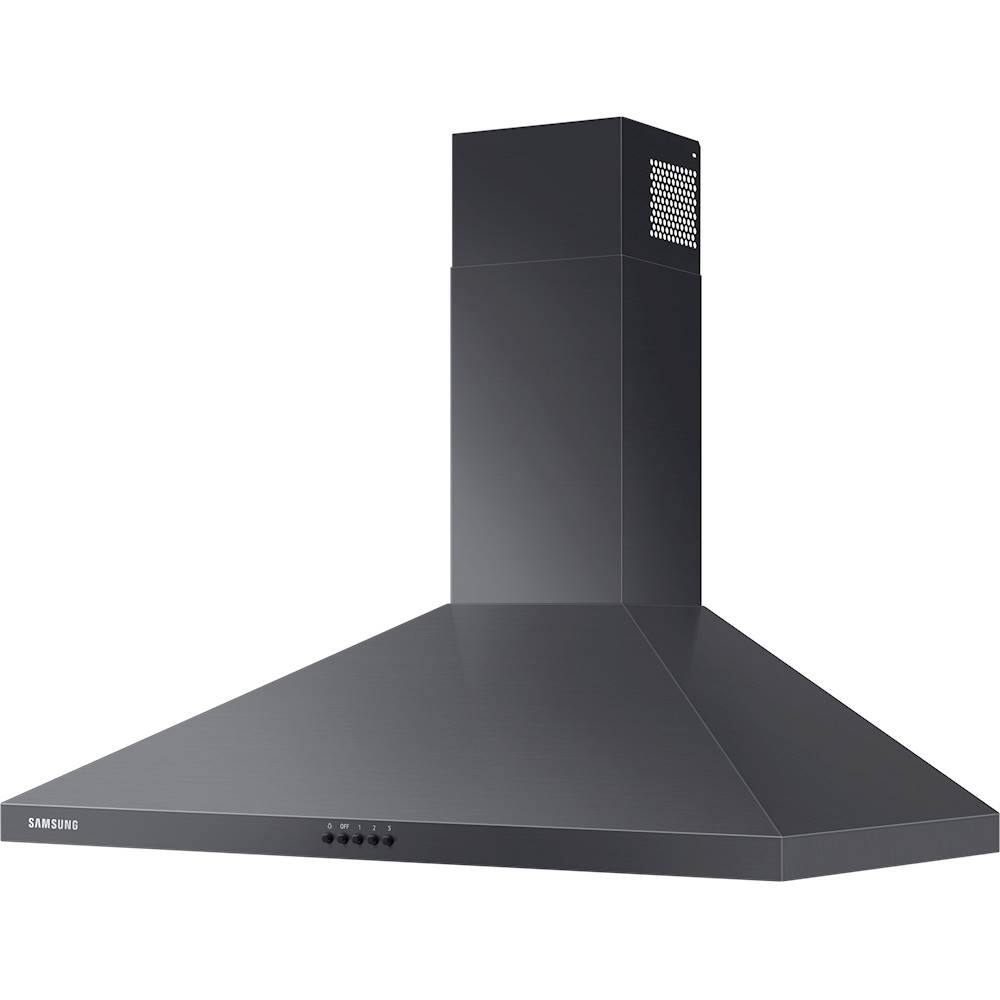 Left. Samsung - 36" Convertible Range Hood - Black stainless steel.