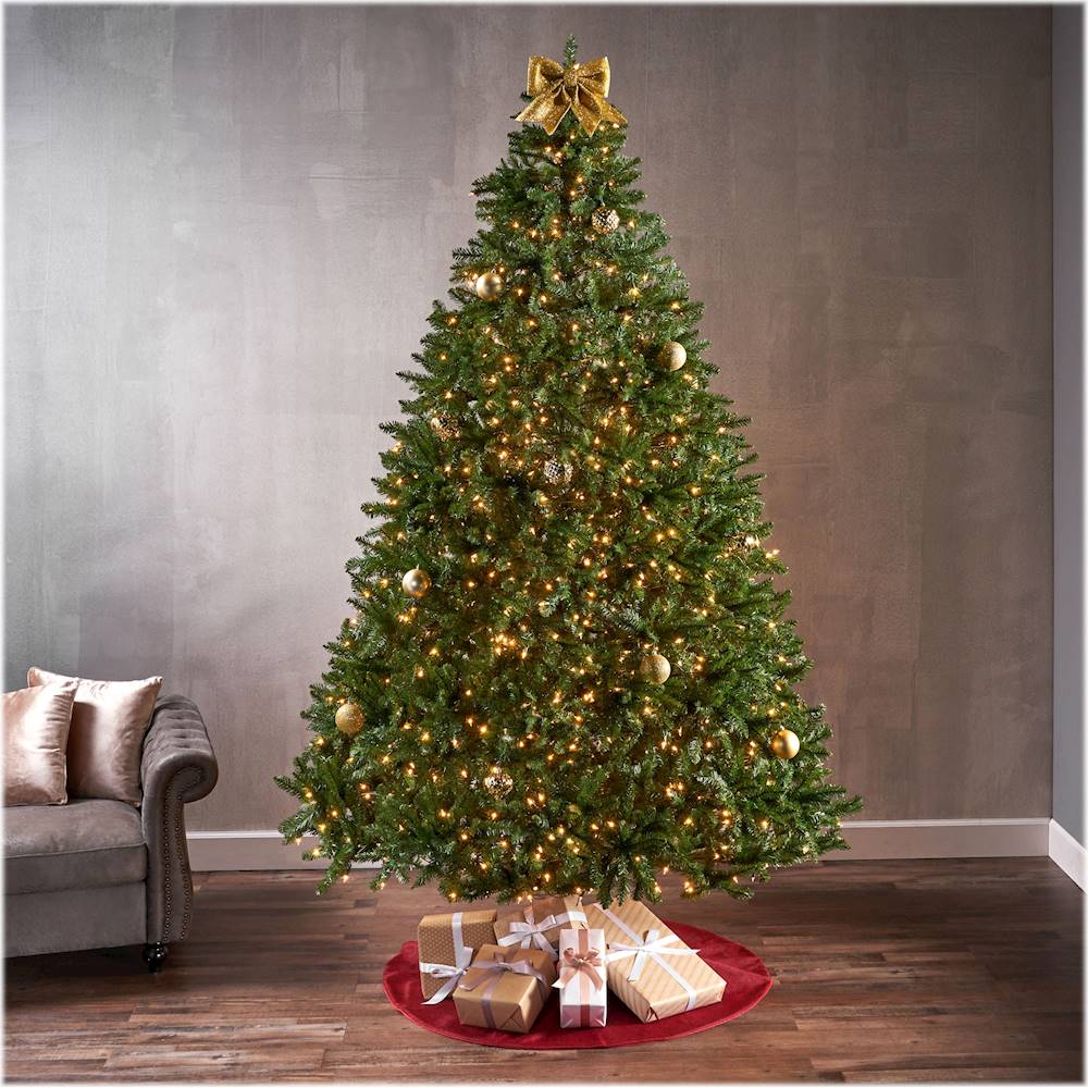 Noble House - 9' Norway Spruce Pre-Lit Hinged Artificial Christmas Tree - Green + Clear Lights