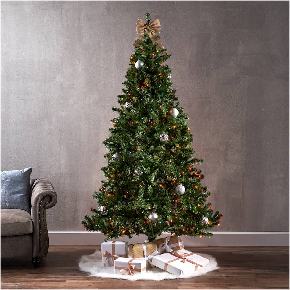 Best Buy: Noble House 7' Noble Fir Pre-Lit Hinged Artificial Christmas ...