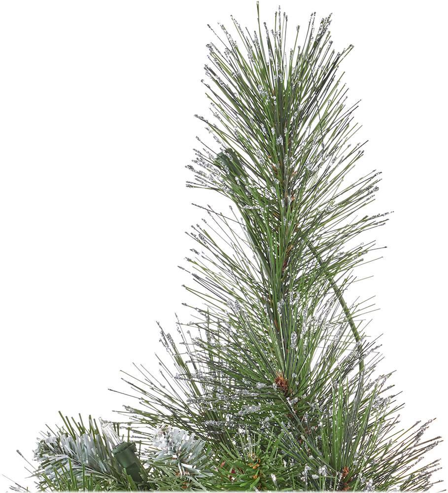 Alt View 11. Noble House - 7' Mixed Spruce Pre-Lit Hinged Artificial Christmas Tree with Glitter Branches, Red Berries, and Pinecones - Green + Clear Lights.