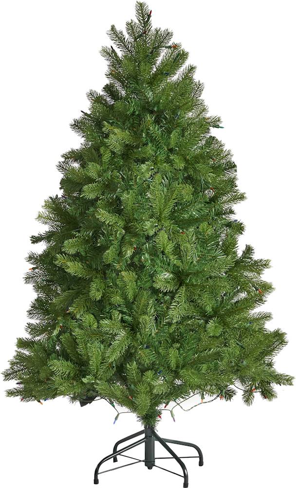 Noble House - 4.5' Mixed Spruce Pre-Lit Artificial Christmas Tree - Green + Multi Lights
