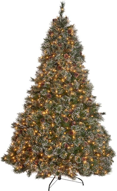 Noble House 7 Cashmere Pine Pre Lit Artificial Christmas Tree With Snowy Branches And Pinecones Green And Clear Lights 307381 Best Buy 7 Feet Pre Lit Christmas Tree