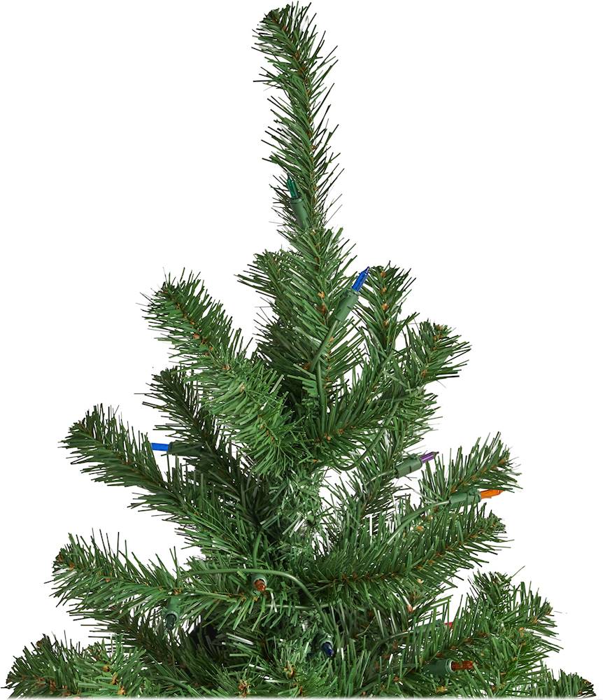 Noble House - 4.5' Noble Fir Pre-Lit Hinged Artificial Christmas Tree - Green + Multi Lights