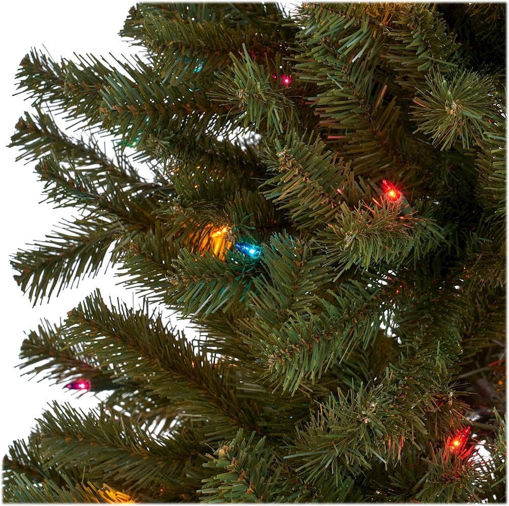 Noble House - 7.5' Noble Fir Pre-Lit Hinged Artificial Christmas Tree - Green + Multi Lights