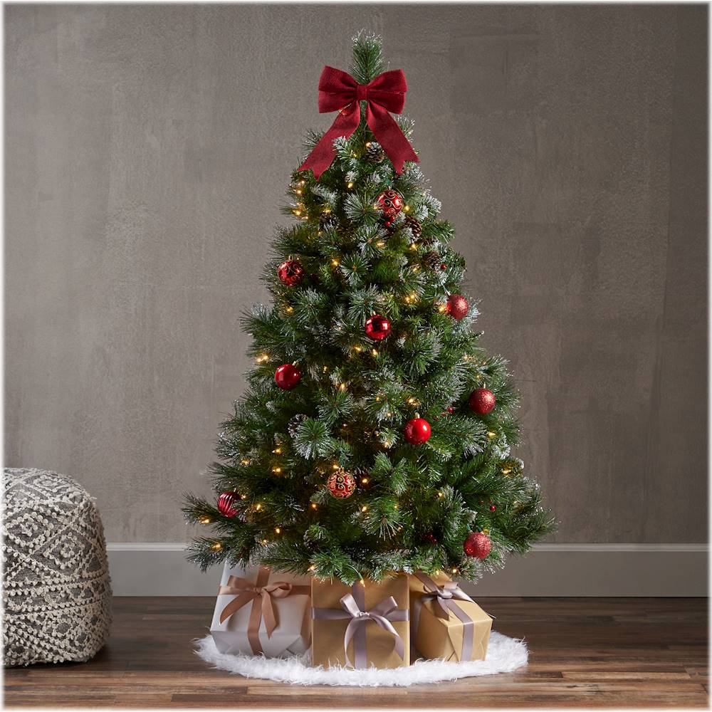 5 feet/1.5 m Green WeRChristmas Pre-Lit Scandinavian Spruce Pine Cone and Berry Christmas Tree with 200 Warm White Candle LED Lights