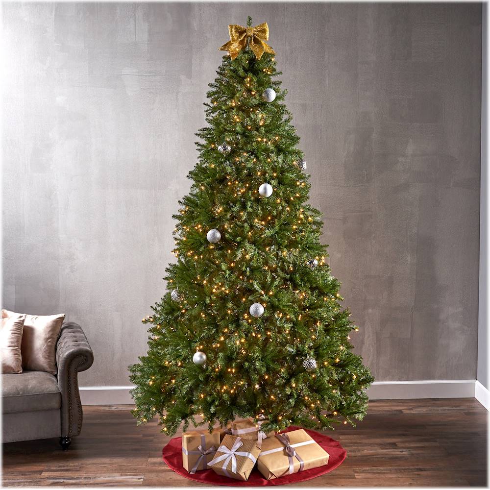 Noble House - 9' Fraser Fir Pre-Lit Hinged Artificial Christmas Tree - Green + Clear Lights