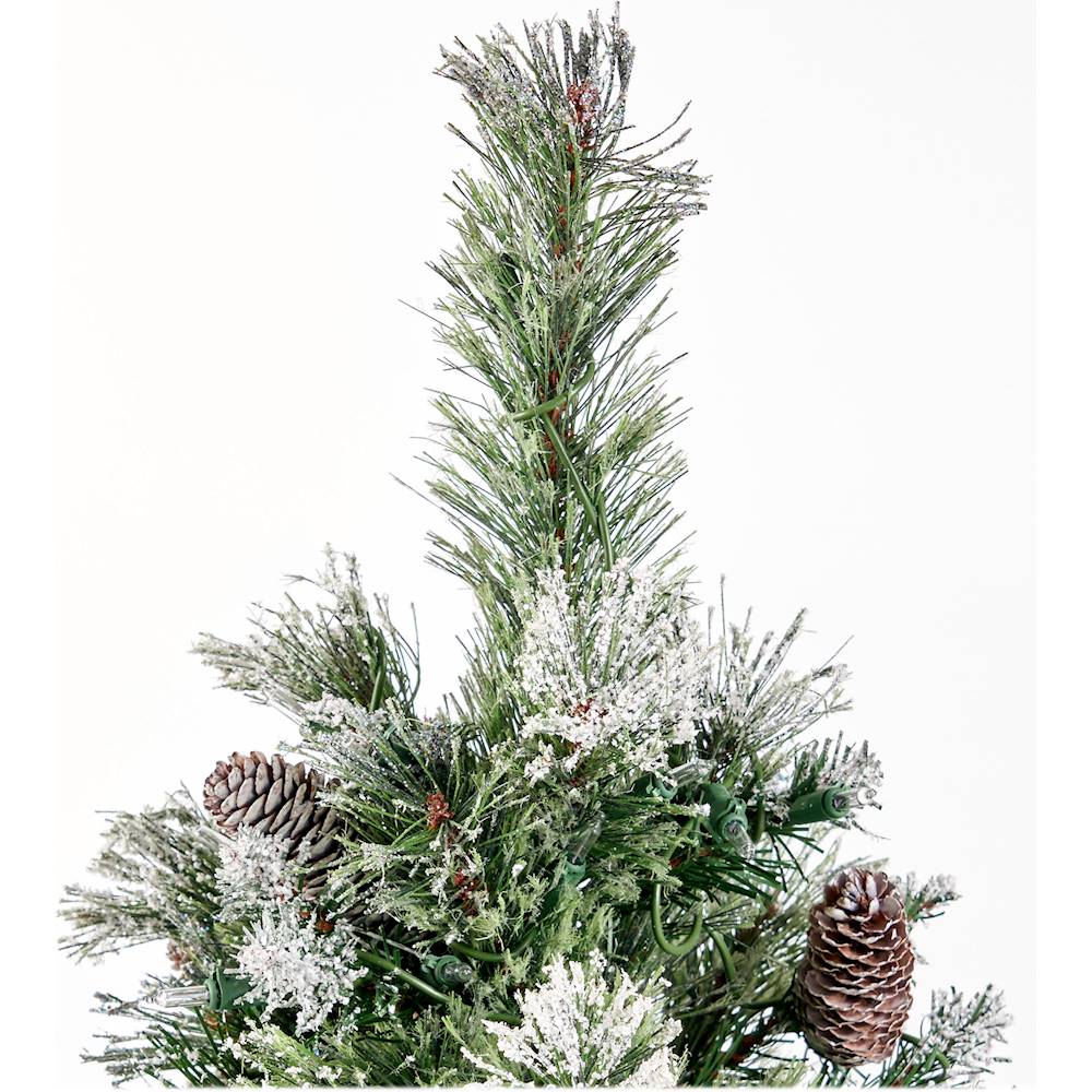 Best Buy: Noble House 4.5' Cashmere Mixed Needles Pre-Lit Hinged Artificial  Christmas Tree with Snow & Glitter Branches with Frosted Pinecones Green +  Clear Lights 307339