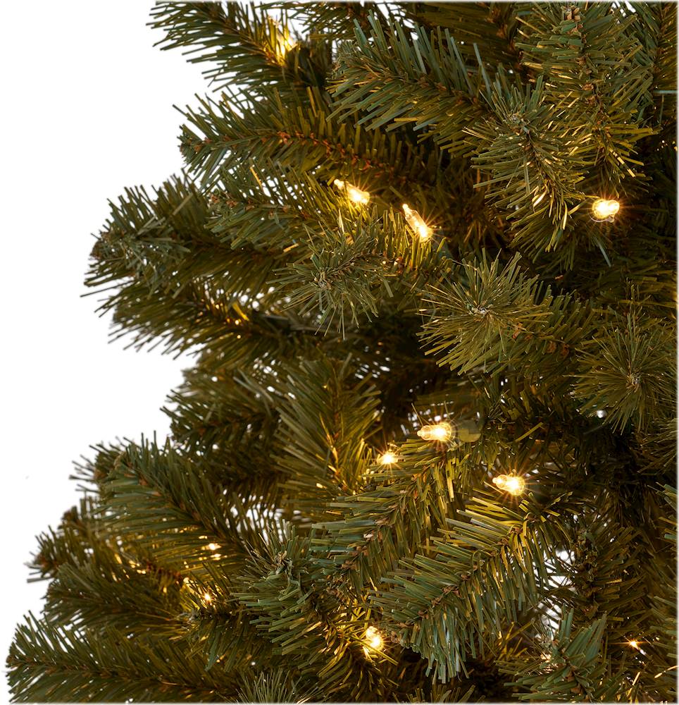 Noble House - 7.5' Noble Fir Pre-Lit Hinged Artificial Christmas Tree - Green + Clear Lights