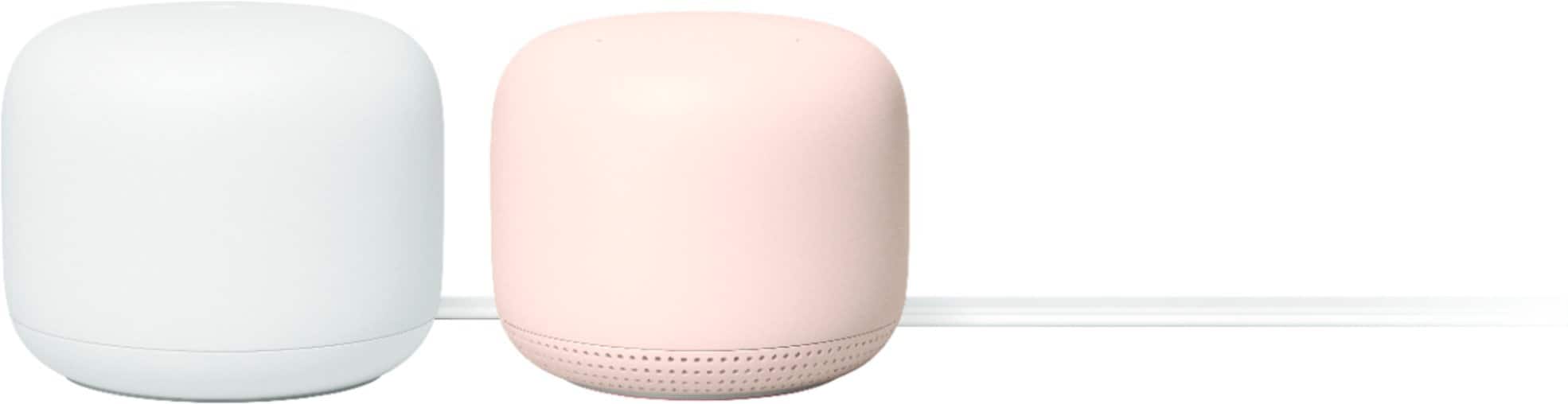 Front. Google - Nest Wifi - Mesh Router (AC2200) and 1 point with Google Assistant - 2 pack - Sand.