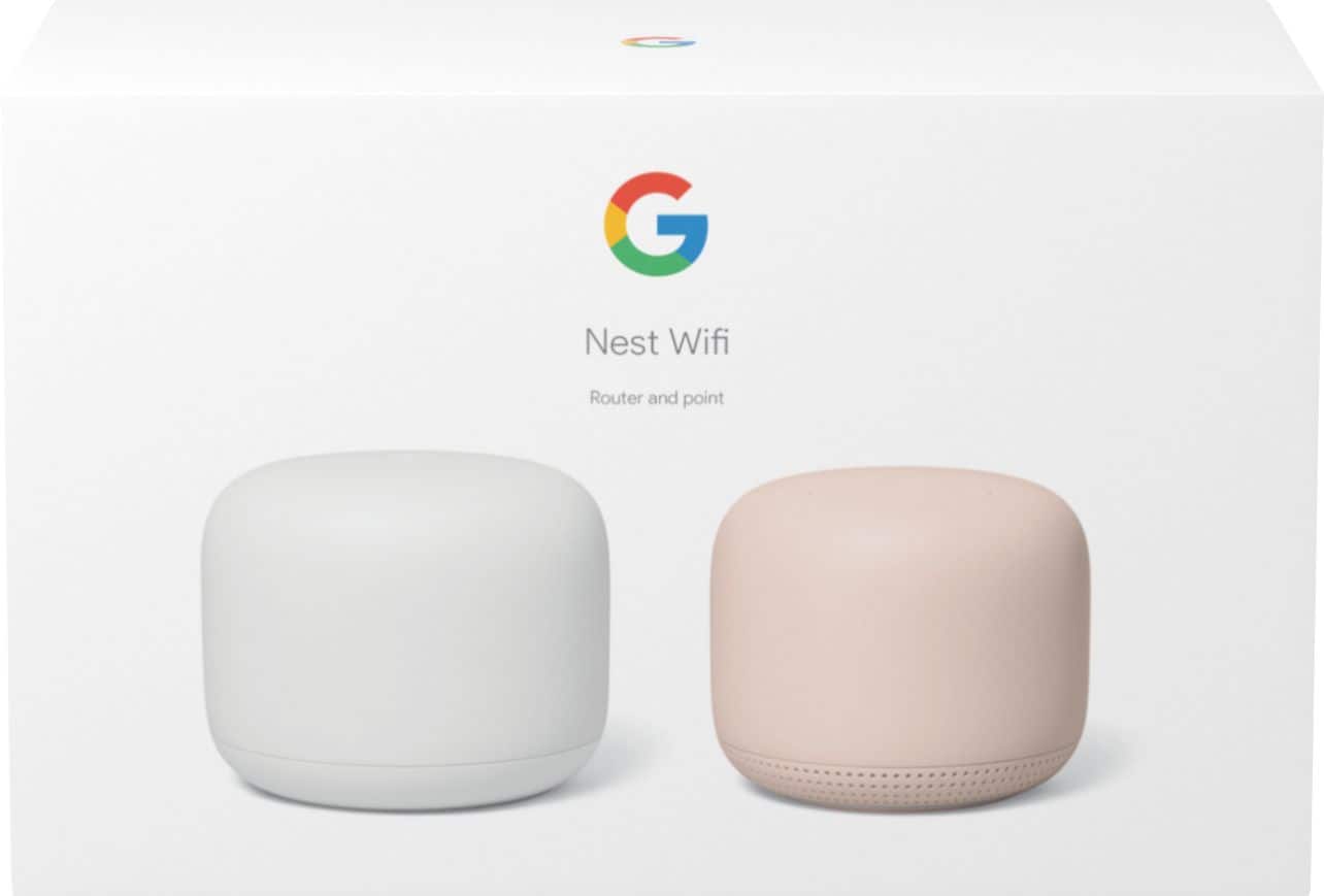 Alt View 12. Google - Nest Wifi - Mesh Router (AC2200) and 1 point with Google Assistant - 2 pack - Sand.