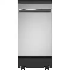 Front. GE - 18" Portable Dishwasher - Stainless steel.