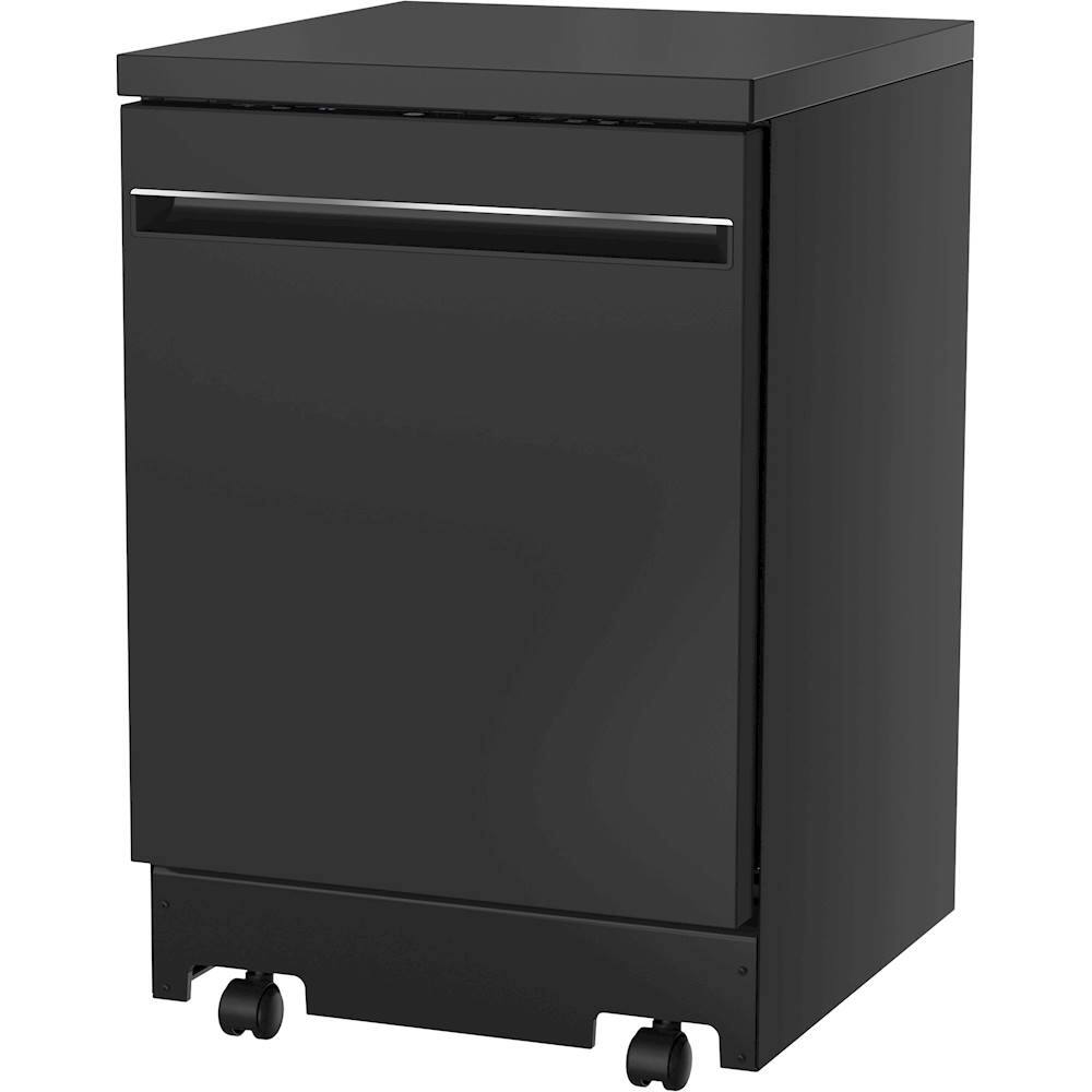 Left. GE - 24" Portable Dishwasher - Black.