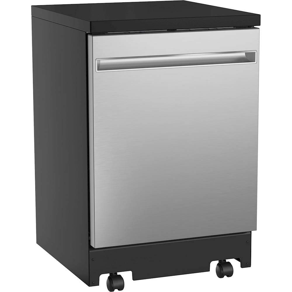 Angle. GE - 24" Portable Dishwasher - Stainless steel.