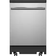 Front. GE - 24" Portable Dishwasher - Stainless steel.