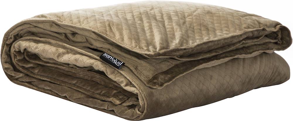 BlanQuil 20 lb Quilted Weighted Blanket with Removable Cover Taupe