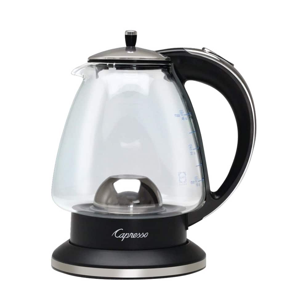 Capresso - H2O Glass 1.42L Electric Kettle - Black/Polished Chrome - Front_Zoom