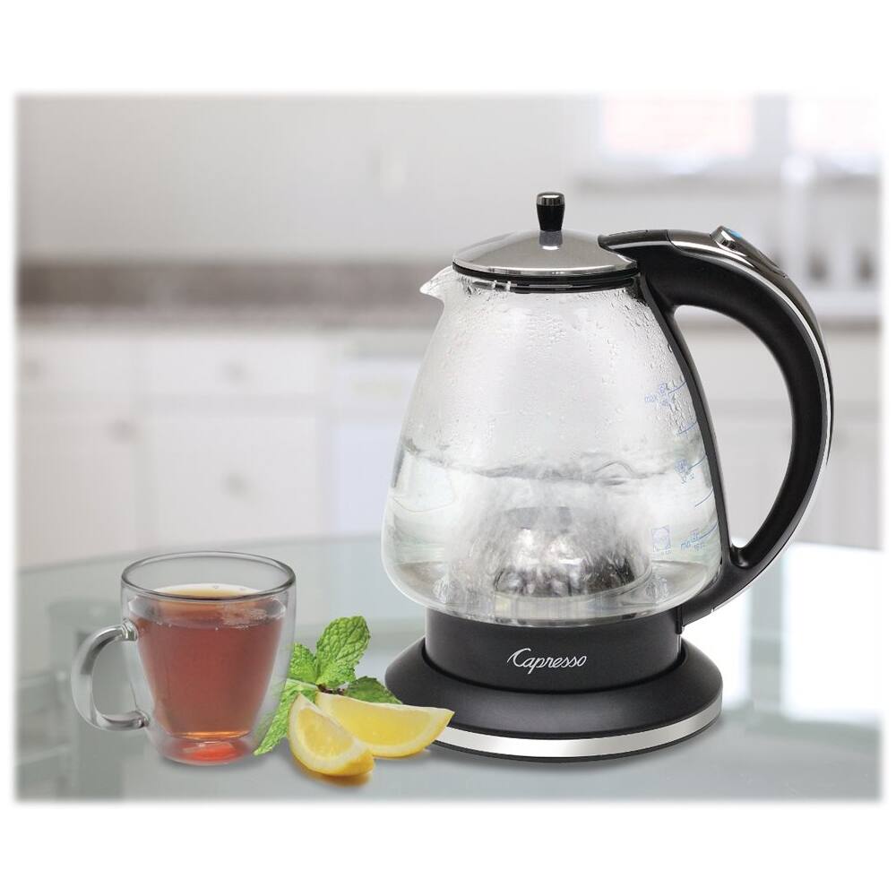 Alt View 11. Capresso - H2O Glass 1.42L Electric Kettle - Black/Polished Chrome.