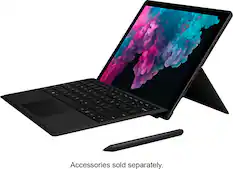 Left. Microsoft - Geek Squad Certified Refurbished Surface Pro 6 - 12.3" Touch-Screen - Intel Core i7 - 8GB - 256GB SSD - Black.