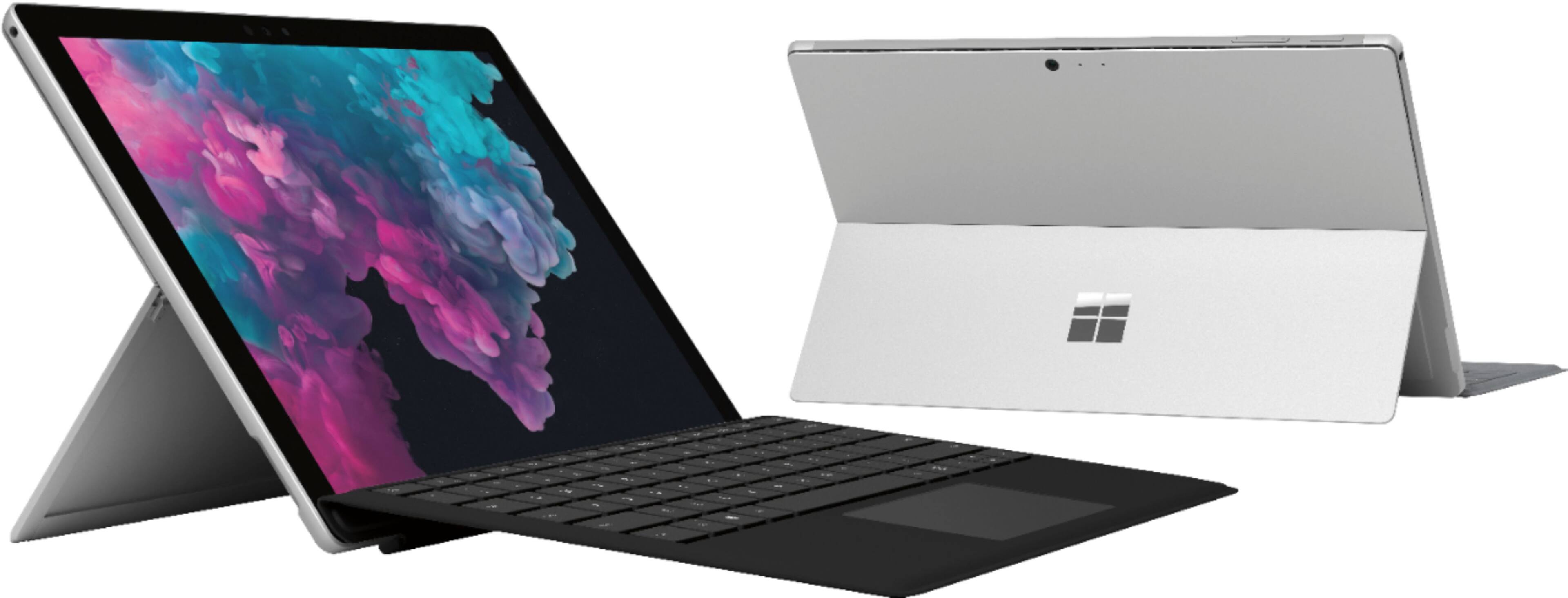 Back. Microsoft - Geek Squad Certified Refurbished Surface Pro 6 with Black Keyboard - 12.3" Touch Screen - Core i5 - 8GB - 128GB SSD - Platinum.