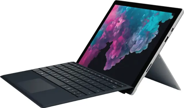 Front. Microsoft - Geek Squad Certified Refurbished Surface Pro 6 with Black Keyboard - 12.3" Touch Screen - Core i5 - 8GB - 128GB SSD - Platinum.