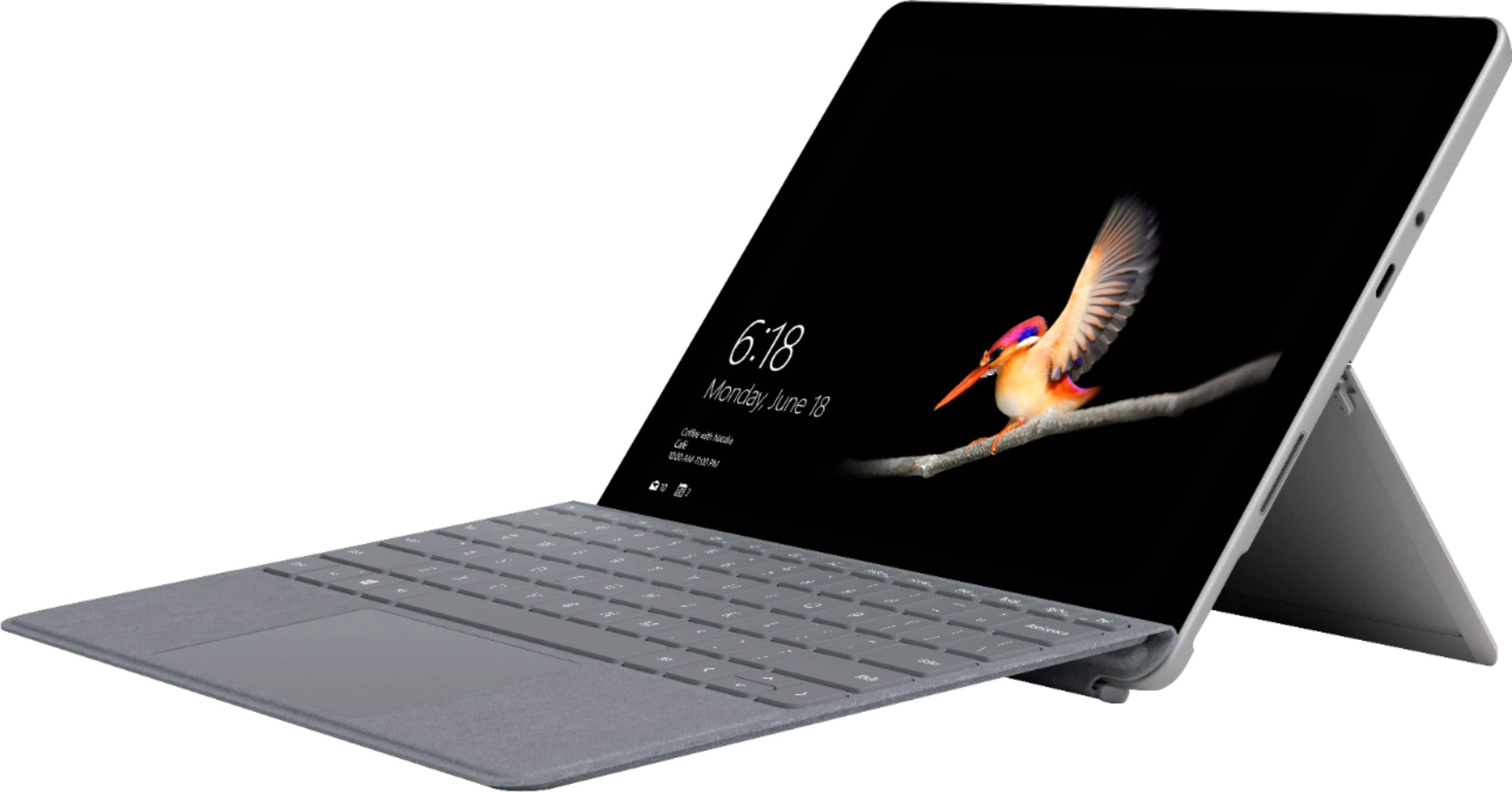 Left. Microsoft - Geek Squad Certified Refurbished Surface Go - 10" - 128GB - With Keyboard - Silver.