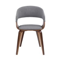 Simpli Home - Lowell Mid Century Modern Bentwood Dining Chair in Light Grey Linen Look Fabric - Light Gray - Front_Zoom