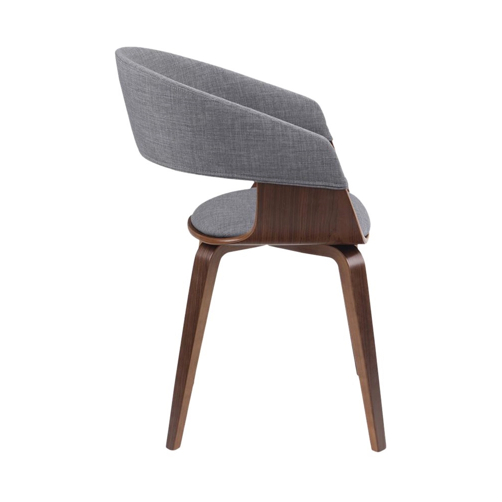 Simpli Home - Lowell Mid Century Modern Bentwood Dining Chair in Linen Look Fabric