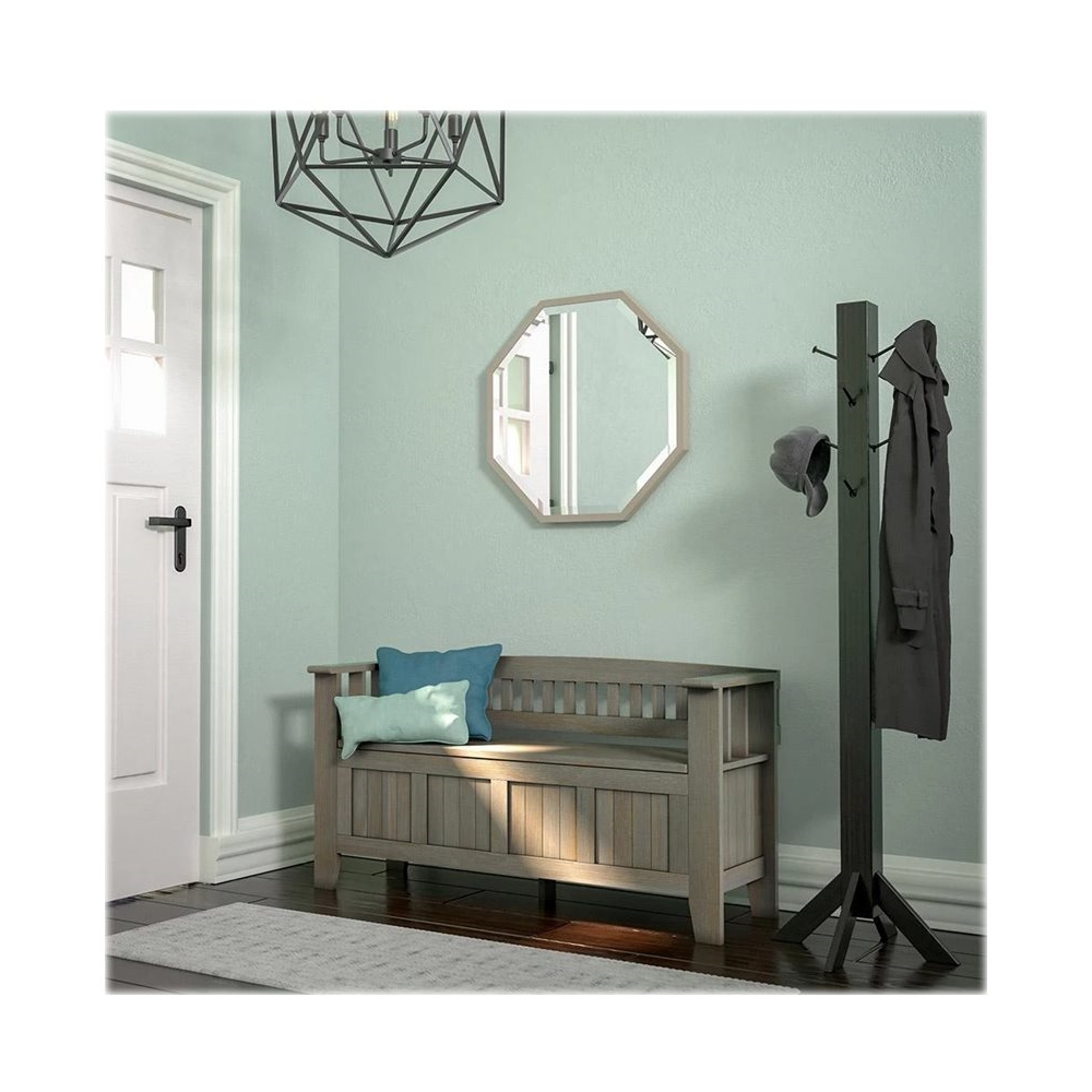 Simpli Home - Acadian SOLID WOOD 48 inch Wide Transitional Entryway Storage Bench in Distressed Grey - Distressed Gray
