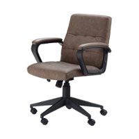 Simpli Home - Brewer 5-Pointed Star Metal and Foam Office Chair - Distressed Brown - Front_Zoom