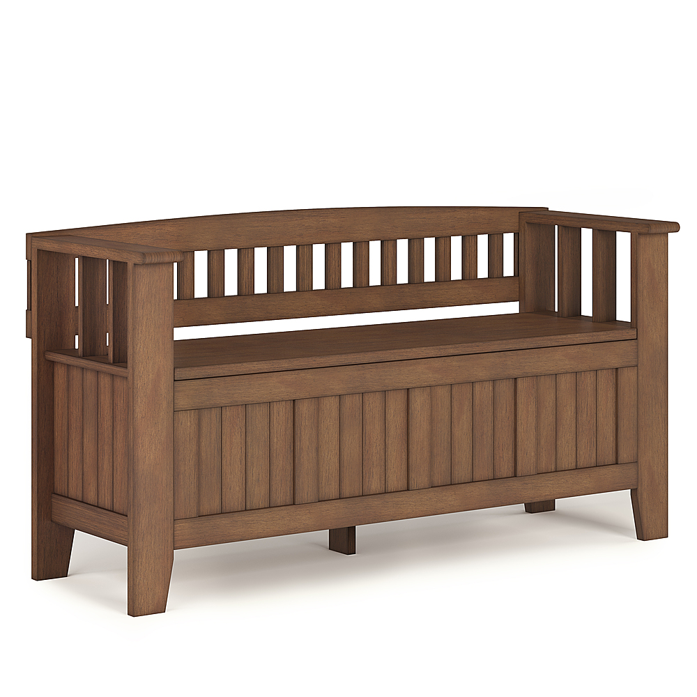 Angle View: Simpli Home - Acadian SOLID WOOD 48 inch Wide Transitional Entryway Storage Bench in - Rustic Natural Aged Brown