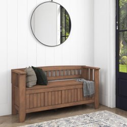 Simpli Home - Acadian SOLID WOOD 48 inch Wide Transitional Entryway Storage Bench in - Rustic Natural Aged Brown - Front_Zoom