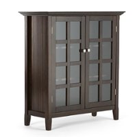 Simpli Home - Acadian SOLID WOOD 39 inch Wide Transitional Medium Storage Cabinet in Brunette - Brown - Front_Zoom